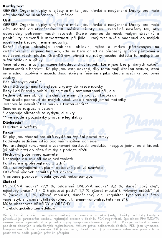 Informace o produktu:<br> Gerber Křupky rajče a mrkev BIO 35g 10M+