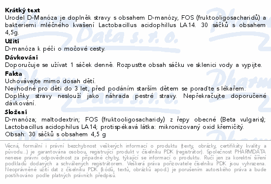 Informace o produktu:<br> Urodel D-Manóza 30x4.5g Valtix