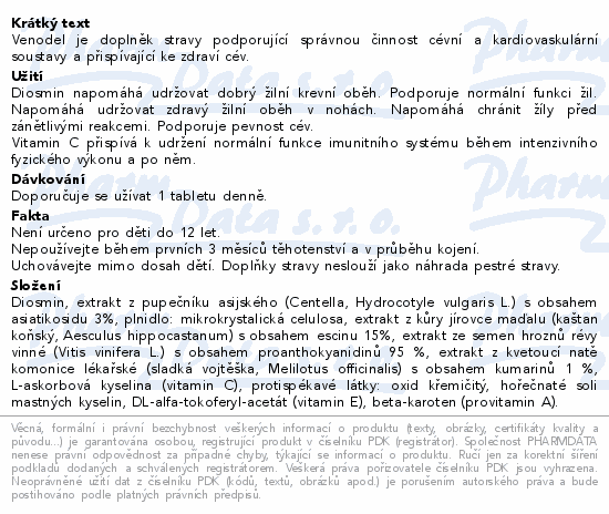Informace o produktu:<br> Venodel tbl.30 Valtix