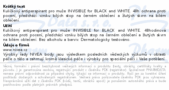 Informace o produktu:<br> NIVEA MEN Black&White Invisible AProll-on50ml82245