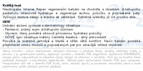 Informace o produktu:<br> Neutrogena intenzi.regener.balzám na chodidla 50ml