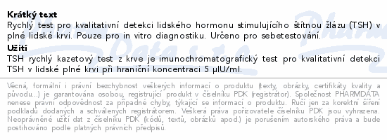 Informace o produktu:<br> AllTest TSH Rychlý test štítná žláza