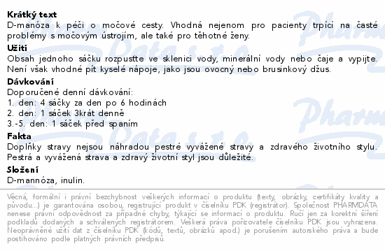 Informace o produktu:<br> Blokurima 2g D-manózy sáčky 10x4g
