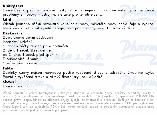Informace o produktu:<br> Blokurima 2g D-manózy sáčky 30x4g