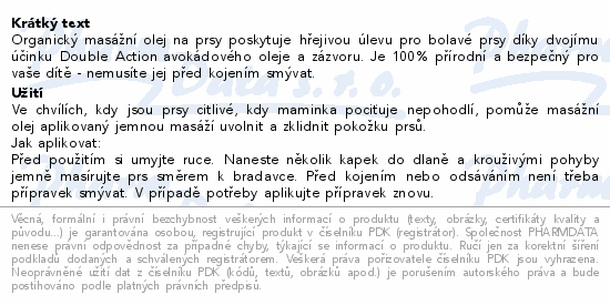 Informace o produktu:<br> Medela organický masážní olej na prsy 50ml