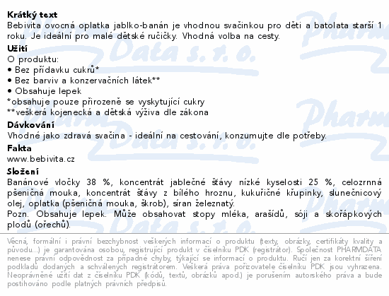 Informace o produktu:<br> Bebivita oplatka jablko-banán 1r 25g