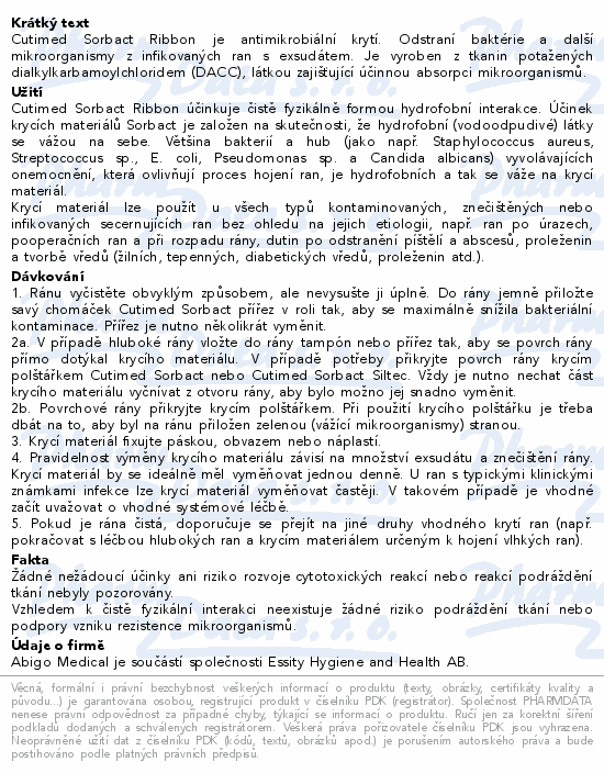 Informace o produktu:<br> Cutimed Sorbact Ribbon antim.kr.příze 2cmx50cm20ks