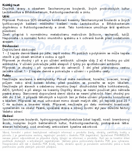 Informace o produktu:<br> Probicus SOS cps.30 Generica