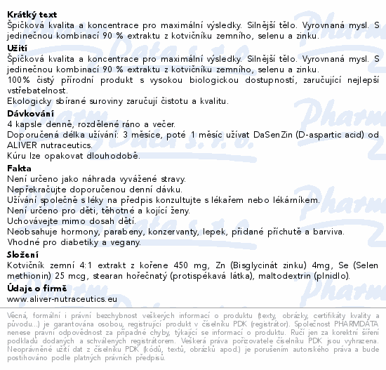 Informace o produktu:<br> ALIVER TriSenZin Triple Action cps.120