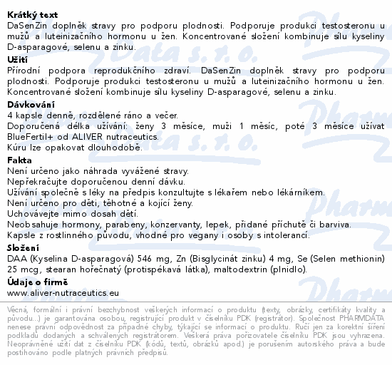 Informace o produktu:<br> ALIVER DaSenZin cps.120