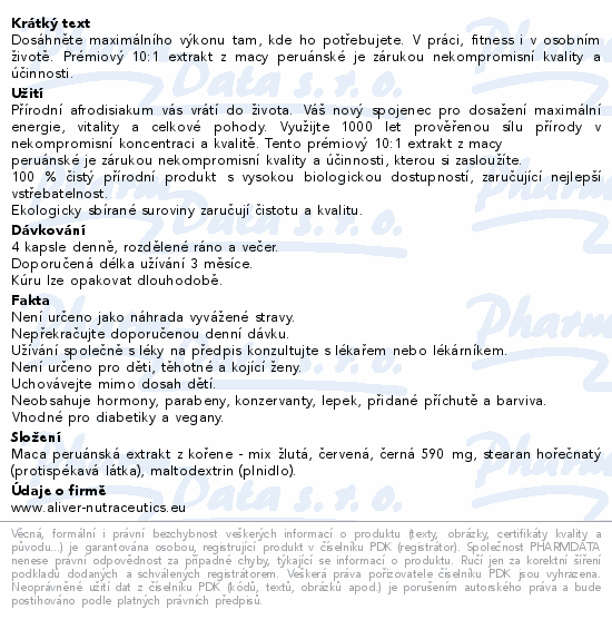 Informace o produktu:<br> ALIVER Maca Super Mix cps.120