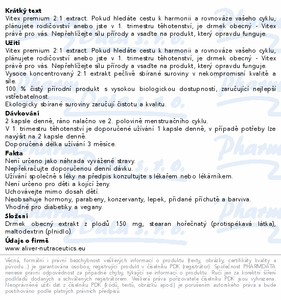 Informace o produktu:<br> ALIVER Vitex Agnus Castus cps.60