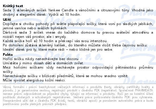 Informace o produktu:<br> Yankee Candle dárková sada 3 vonných svíček