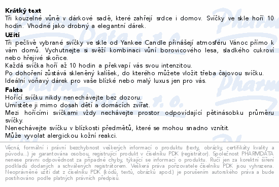 Informace o produktu:<br> Yankee Candle vánoční dárk.sada 3 vonných svíček