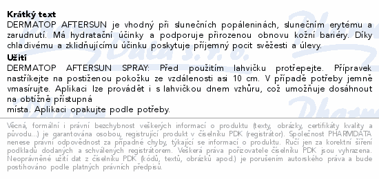 Informace o produktu:<br> DERMATOP aftersun spray 100ml