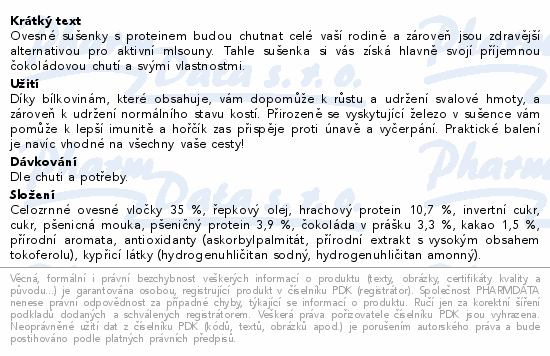 Informace o produktu:<br> EMCO Sušenky&Protein čokoláda 60g