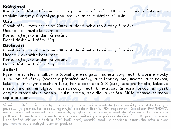 Informace o produktu:<br> bombus Super Protein Food chocolate 60g