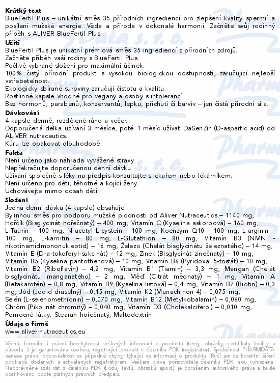 Informace o produktu:<br> ALIVER BlueFertil+ For Men cps.120