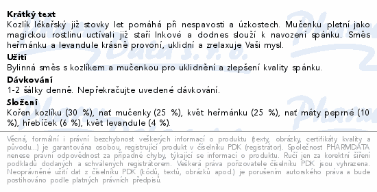Informace o produktu:<br> LEROS Hluboký spánek čaj 20x1g
