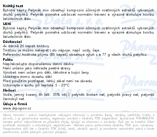 Informace o produktu:<br> Dr.Popov Kapky bylinné Pelyněk mix 50ml