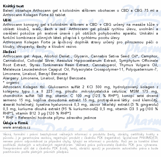 Informace o produktu:<br> Annabis Záda a Klouby set