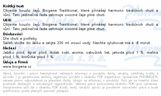 Informace o produktu:<br> Biogena Ovocný mix 20x2g