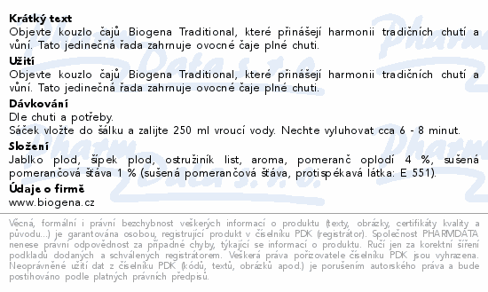 Informace o produktu:<br> Biogena Pomeranč 20x2g