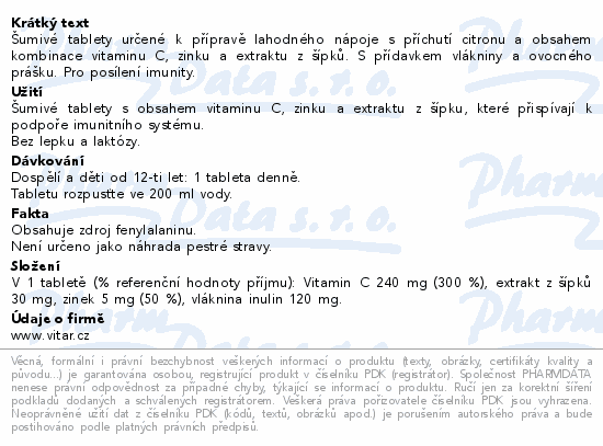 Informace o produktu:<br> Maxi Vita Vitamin C+zinek+šípek citron tbl.eff.20