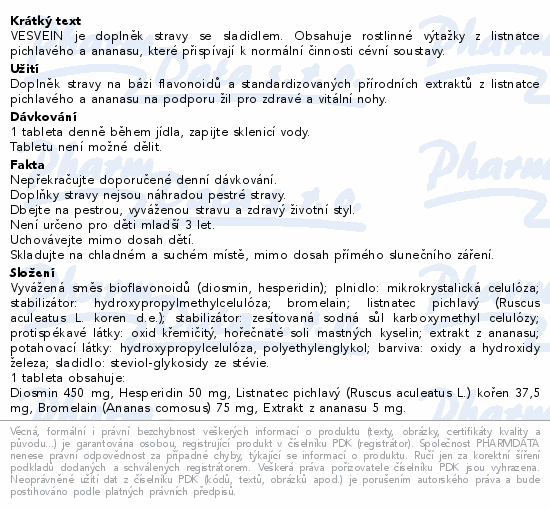 Informace o produktu:<br> VESVEIN tbl.60
