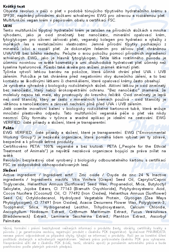 Informace o produktu:<br> ATTITUDE Oceanly Tónující třpytivý krém SPF30 30g