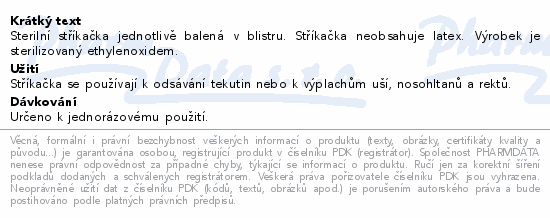 Informace o produktu:<br> Stříkačka výplachová 100ml Steriwund
