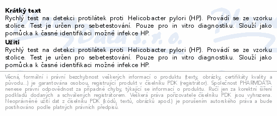Informace o produktu:<br> ALL TEST Helicobacter pylori rychlý test 1ks