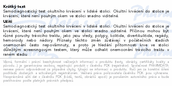 Informace o produktu:<br> ALL TEST FOB rychlý kazetový test (stolice) 1ks