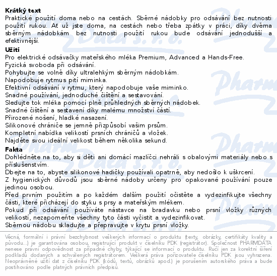 Informace o produktu:<br> Philips AVENT Hands-Free nádobky sběrné 2ks