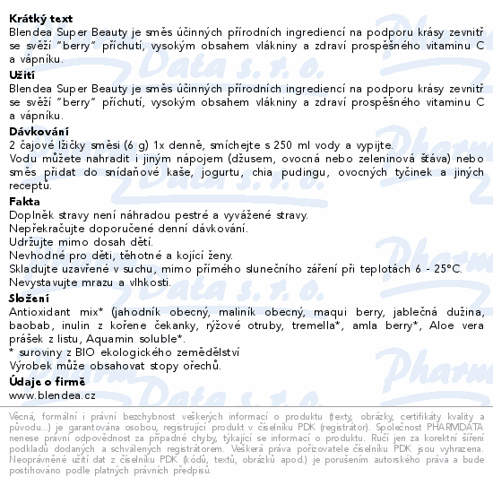 Informace o produktu:<br> Blendea Super Beauty 180g