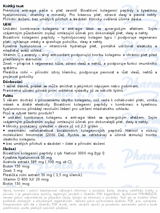 Informace o produktu:<br> Naturevia Kolagen mořský Beauty+ 60 sáčků