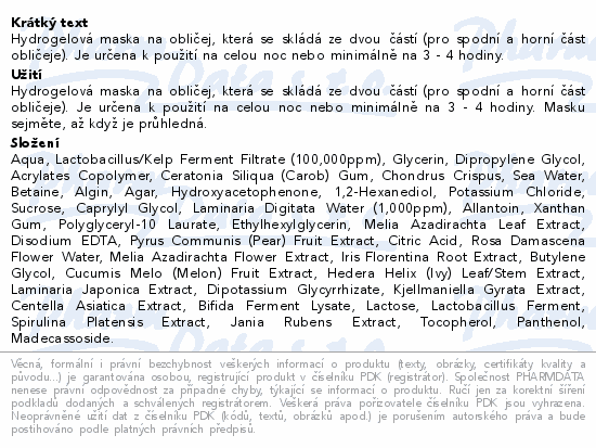 Informace o produktu:<br> Biodance hydratační a zklidňující pleť.maska 34g