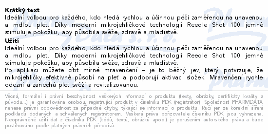 Informace o produktu:<br> VT Reedle Shot 100 mikrojehličkový booster 50ml