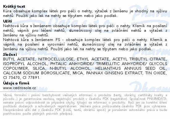 Informace o produktu:<br> Four Seasons nehtová kúra s ženšenem 12ml