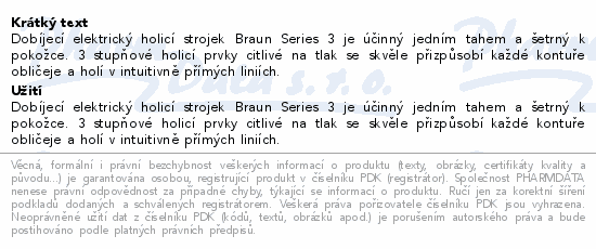 Informace o produktu:<br> Braun Series 3 300s holicí strojek