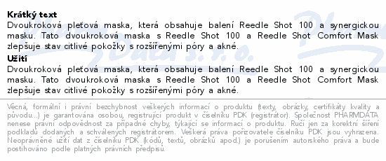 Informace o produktu:<br> VT Reedle Shot 100 zpevňující maska 1.5g+25g
