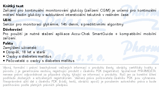 Informace o produktu:<br> Senzor Accu-Chek SmartGuide