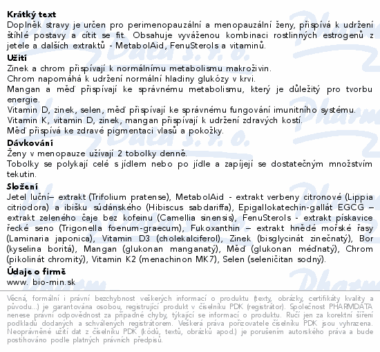 Informace o produktu:<br> Biomin MADAMe fit&slim cps.120