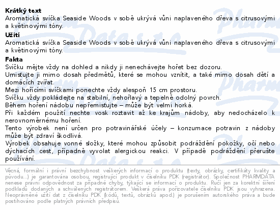 Informace o produktu:<br> Yankee Candle Seaside Woods vonná svíčka 104g
