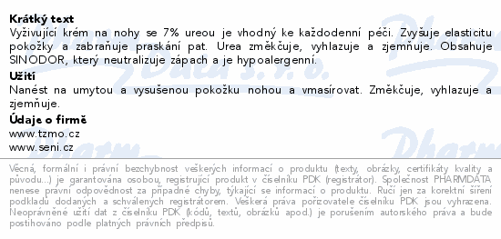 Informace o produktu:<br> Seni Care vyživující krém na nohy 7% urea 100ml