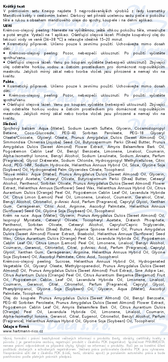 Informace o produktu:<br> Kneipp Mandelblüten Hautzart collection set