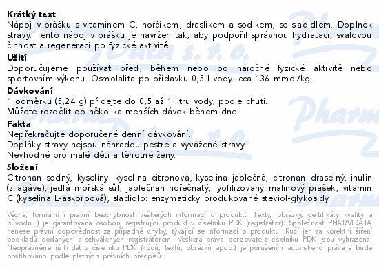Informace o produktu:<br> Organis Elektrolyty malina 314g