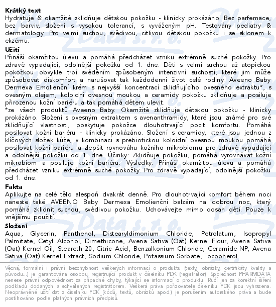 Informace o produktu:<br> Aveeno baby Dermexa emolienční krém 150ml