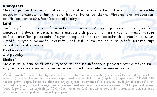 Informace o produktu:<br> Melolin krytí 10x10cm sterilní nepřil.na rány 10ks