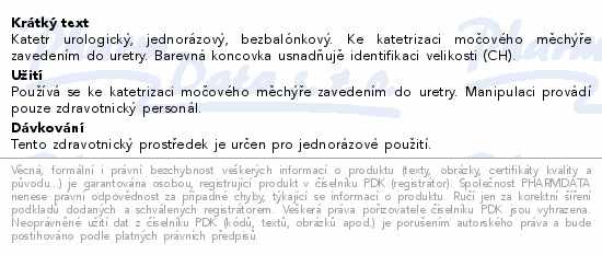 Informace o produktu:<br> Cévka moč. Nelaton mužský CH12.360mm(400mm)/100ks